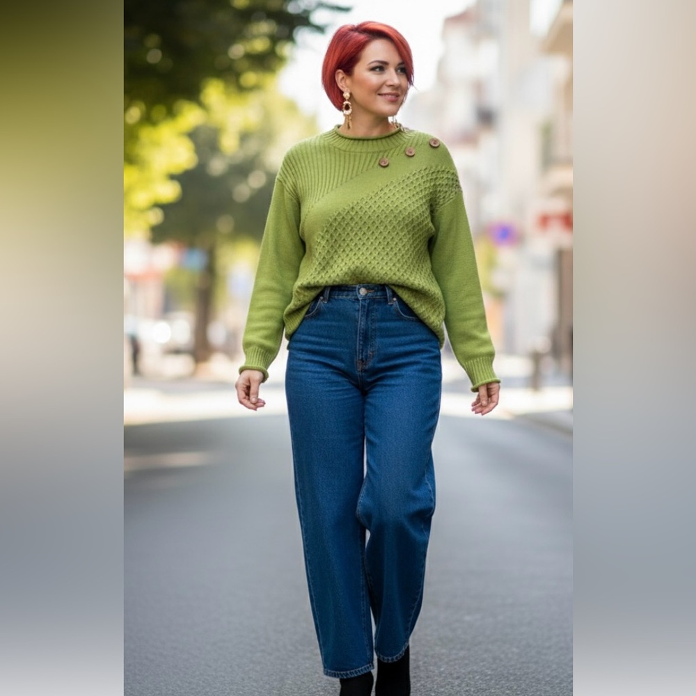 (M) 100% COTTON by PURE KNITS NEON BUDDHA sweater